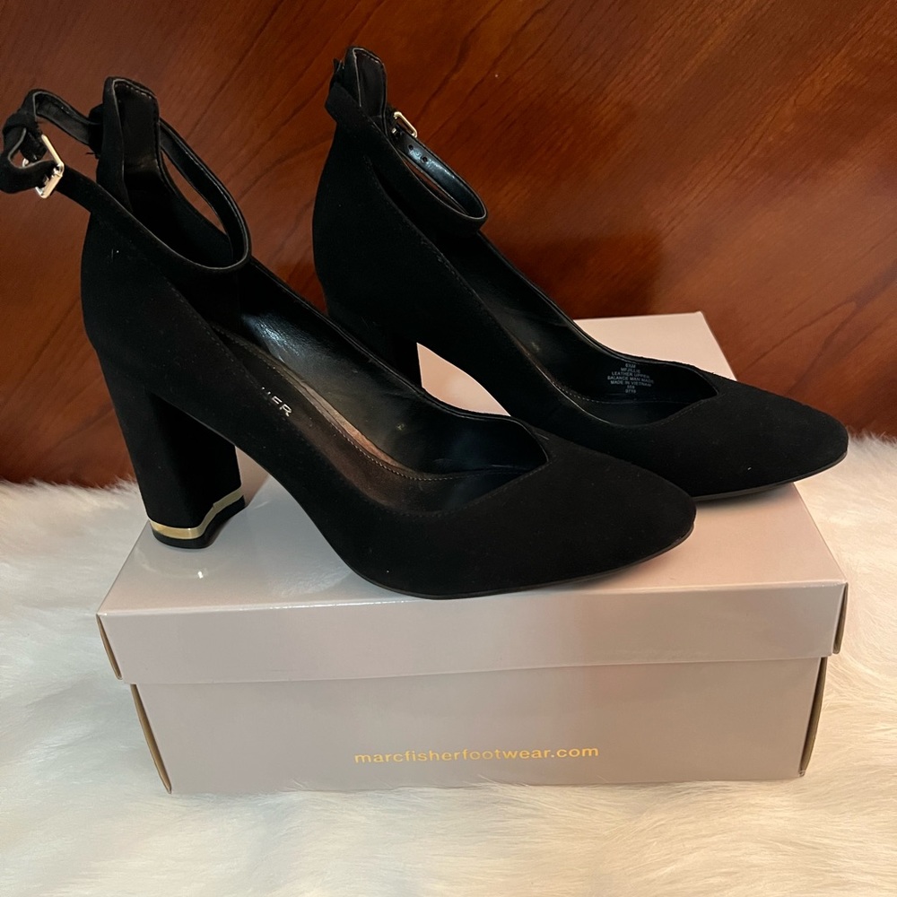 Marc Fisher Jillie Suede Pump with Ankle Strap